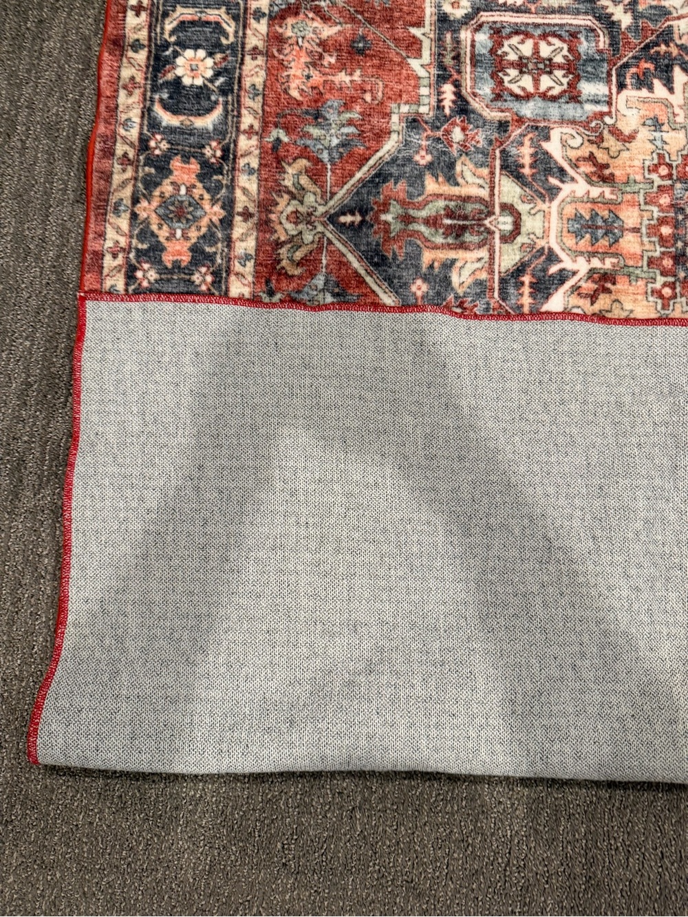 Classic Medallion Area Rug - Rust Red and Navy - Picture 3 of 4
